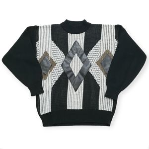 Vintage Ugly Cosby Old Man Sweater Knit Retro Vintage European 80's 90's Black